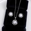 Elegant Zircon Lucky Clover Necklace Earring Set Women Light Luxury Geometric Pendant Jewelry Party Office Wear