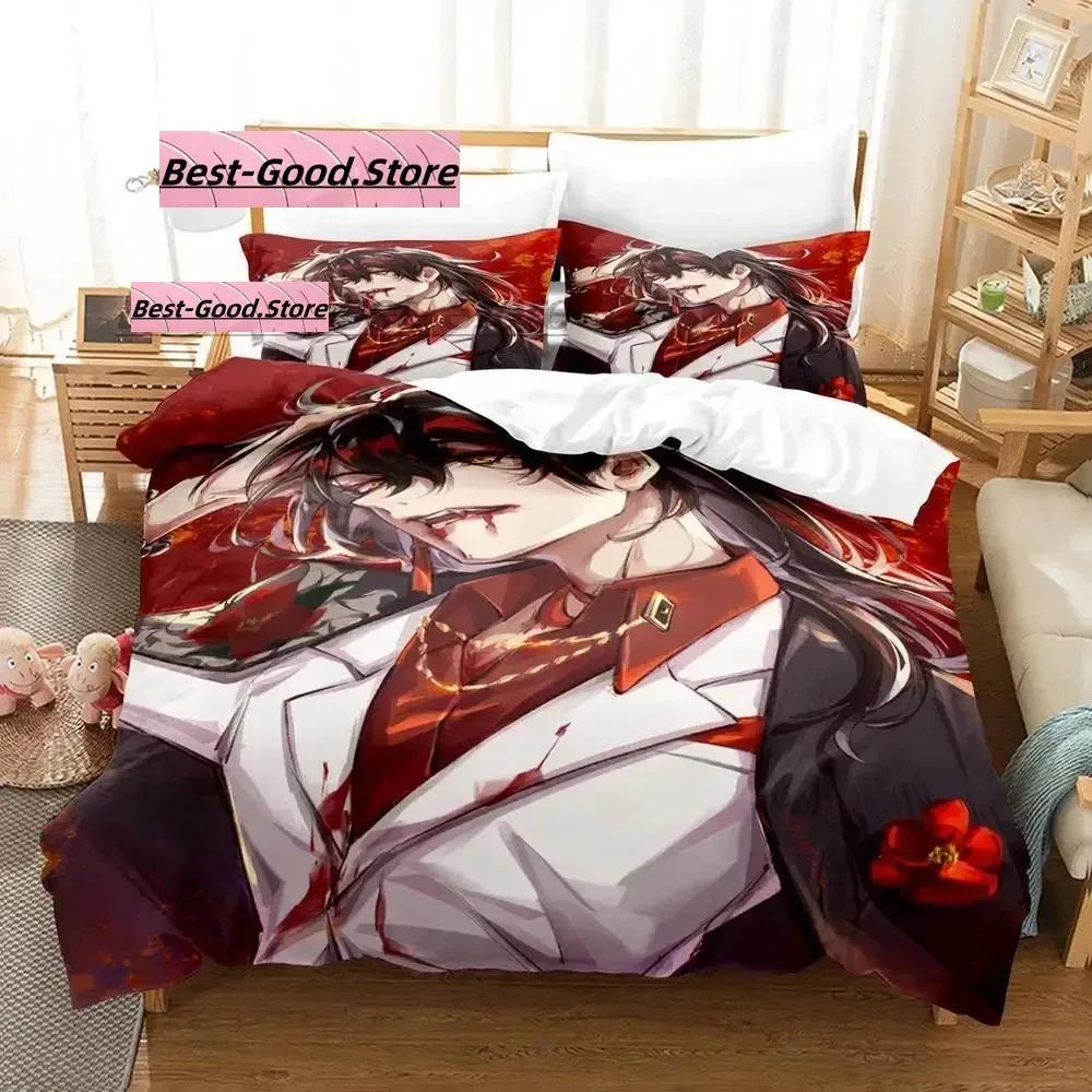Hololive Vox Akuma Bedding Set Duvet Cover Sheet Printed Bed Set Pillowcase Bed Full Queen King Size Comforter Bedroom