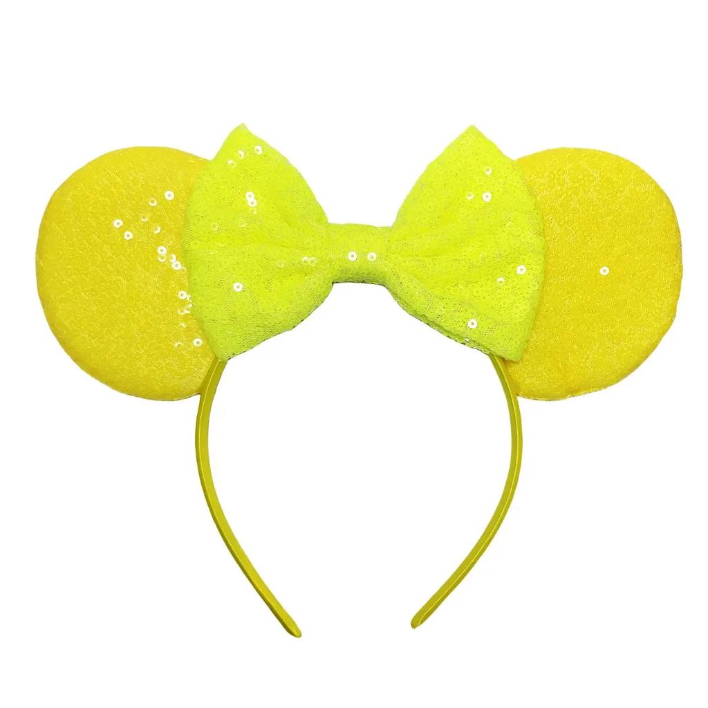 Neue fluoreszierende Farben Mausohren Stirnband für Mädchen Glänzende Pailletten Schleife Haarband Festival Party Cosplay DIY Haarschmuck