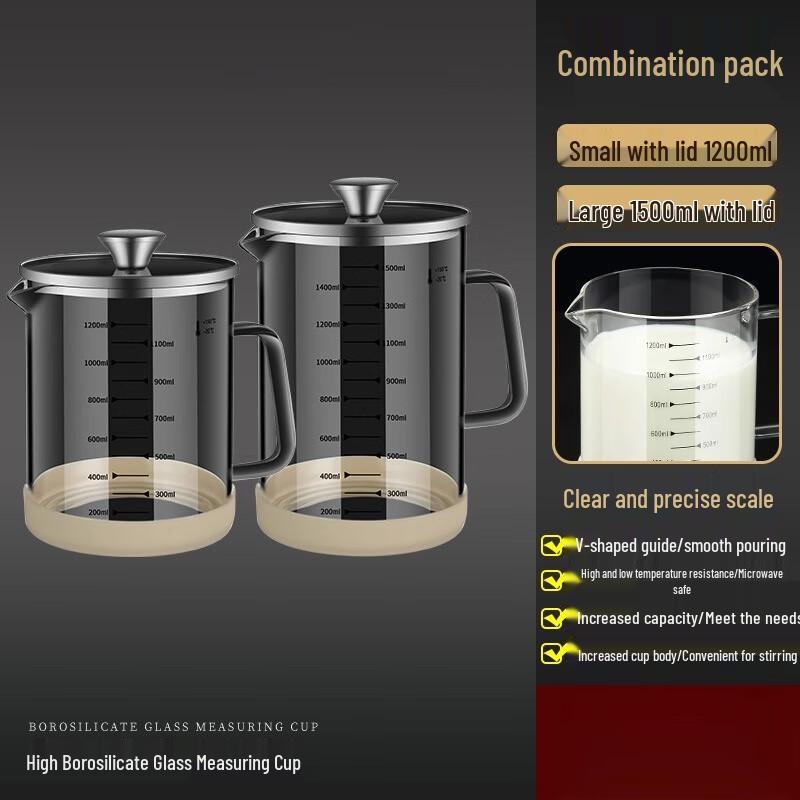 Heat-Resistant Glass Measuring Cup Set with Lids