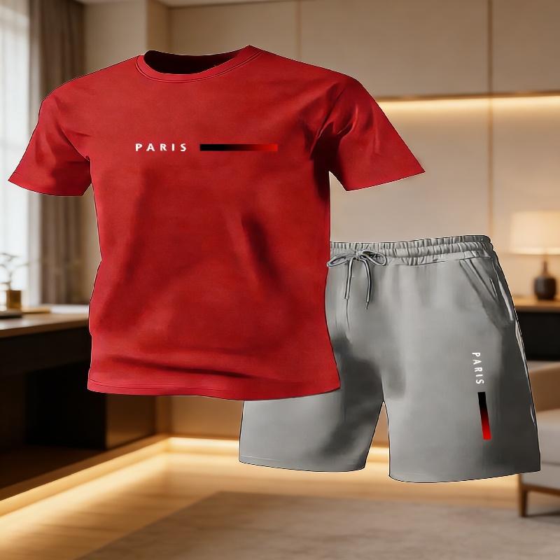 Herren lässiges T-Shirt und Shorts Zweiteiler-Set