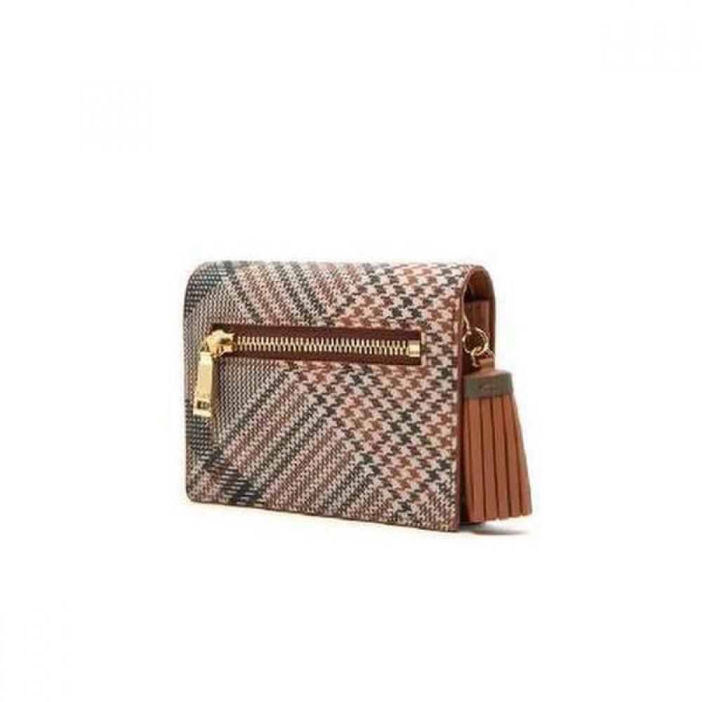 Daks Card Wallet Brown Check Pattern With Tassel Dcwa1f328w2