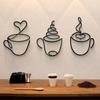 Luxury Black Metal Coffee Cup Iron Wall Decor For Indoor Space