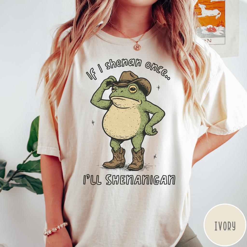 Shenanigan T-shirt | Grappig Unisex Mentale Gezondheid Shirt | Retro Grappig Kikker Grafisch T-shirt | Western Humor T-shirt | Grappig Cadeau