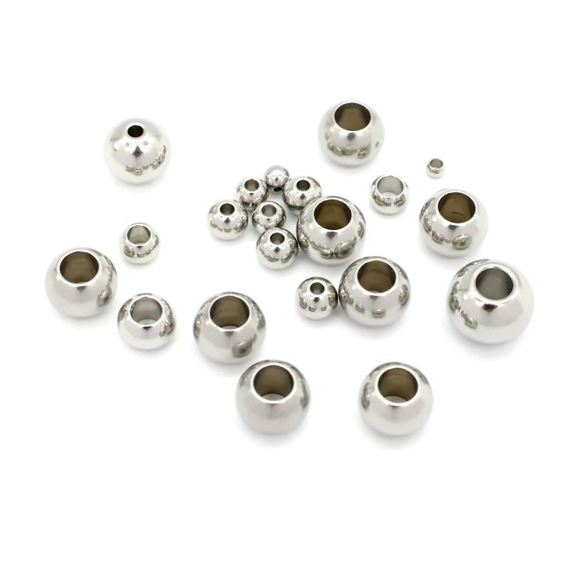 Roestvrij Staal Goud Positioneringskralen, Rond Rijgkralen met Groot Gat voor DIY Sieraden Accessoires.