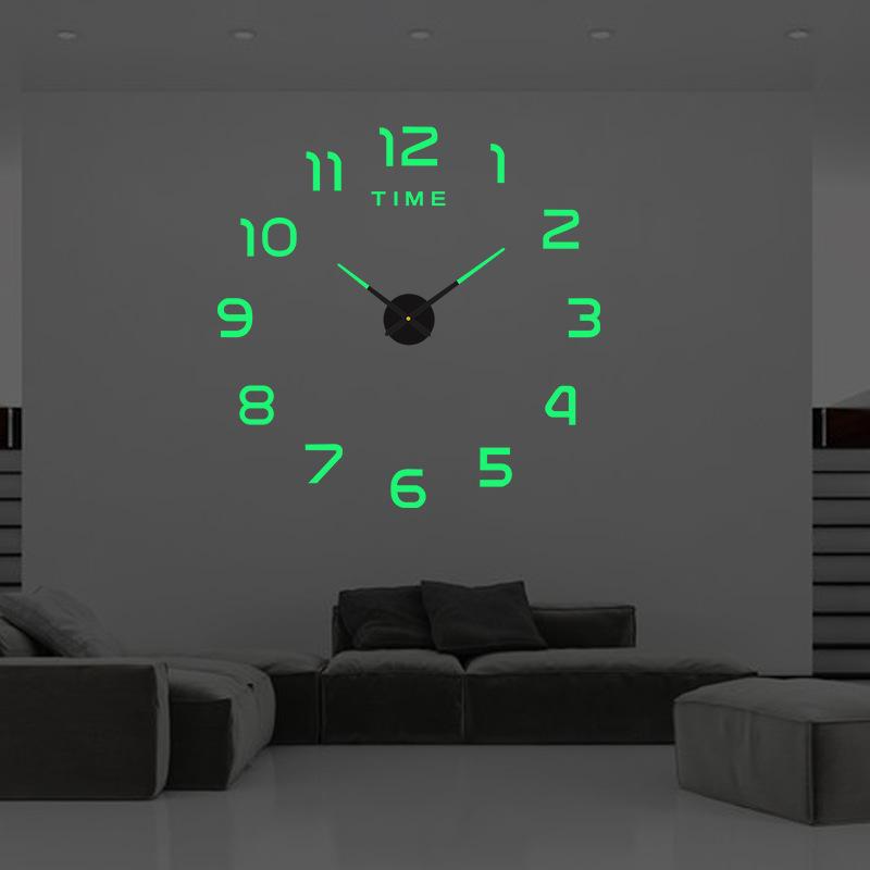Large Creative Luminous Silent Clock Acrylic Number Decorative Wall Clock DIY Hanging Clock for Bedroom Simple Style