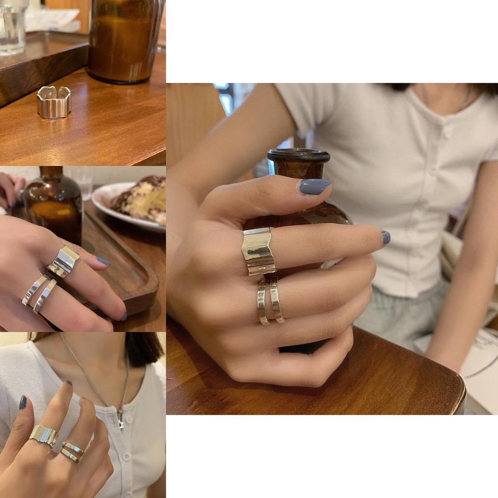 Elegant 925 Sterling Silver Korean Geometric Open Adjustable Ring For Women