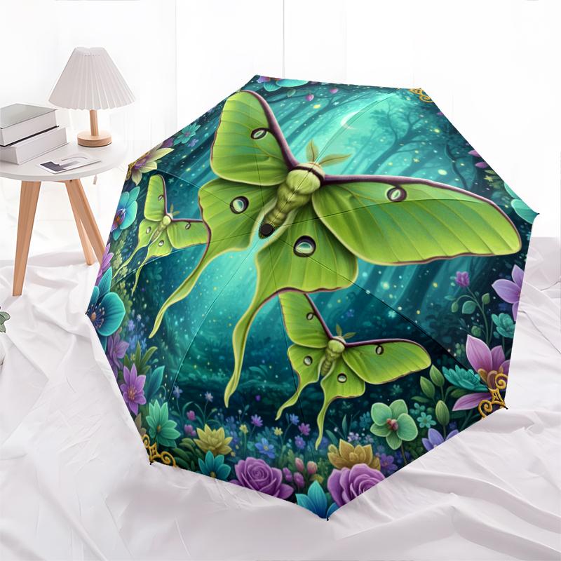 1 PC Automatic Folding Umbrella - 3D Butterfly Pattern, Portable & Foldable Design with 8 Ribs, Christmas Birthday Gifts