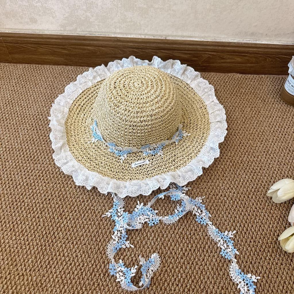 Summer Hand-woven Beach Seaside Sun Hat Wide Brim Sweet Face Small Sun Hat