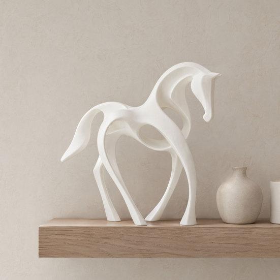 Office Desk Decoration 3D Printed Abstract Horse Statue, Minimalist Hollow White Figurine for Matte Figure Decor, Animal Shape Ornament Home