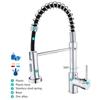 Kitchen Tap with Pull-Out Shower Spring Kitchen Tap Single Lever Mixer Tap for Sink with Hand Shower Support Cold and Hot Water (Normal, Silver)