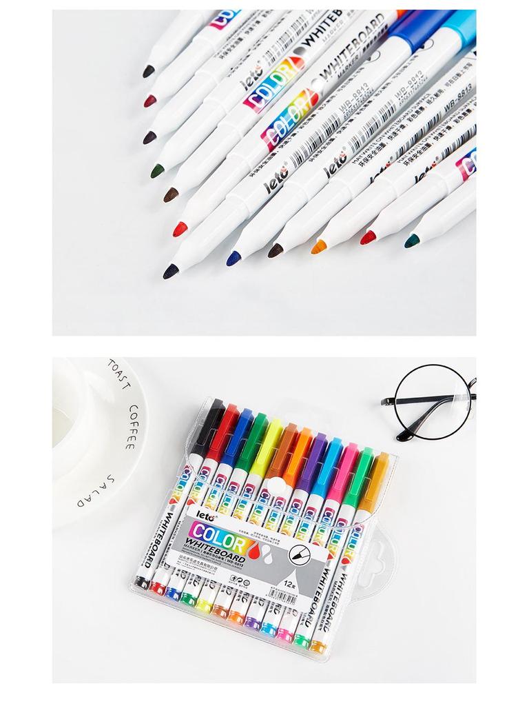 Lotu Erasable Colored Whiteboard Markers: 12/24 Fine Tip Floating Drawing Pens for Kids