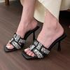 Women's Slippers Fashion Open Toe Braided Women's Shoes 2024 Summer New Casual Print Designer Beach Women's Stiletto High Heels