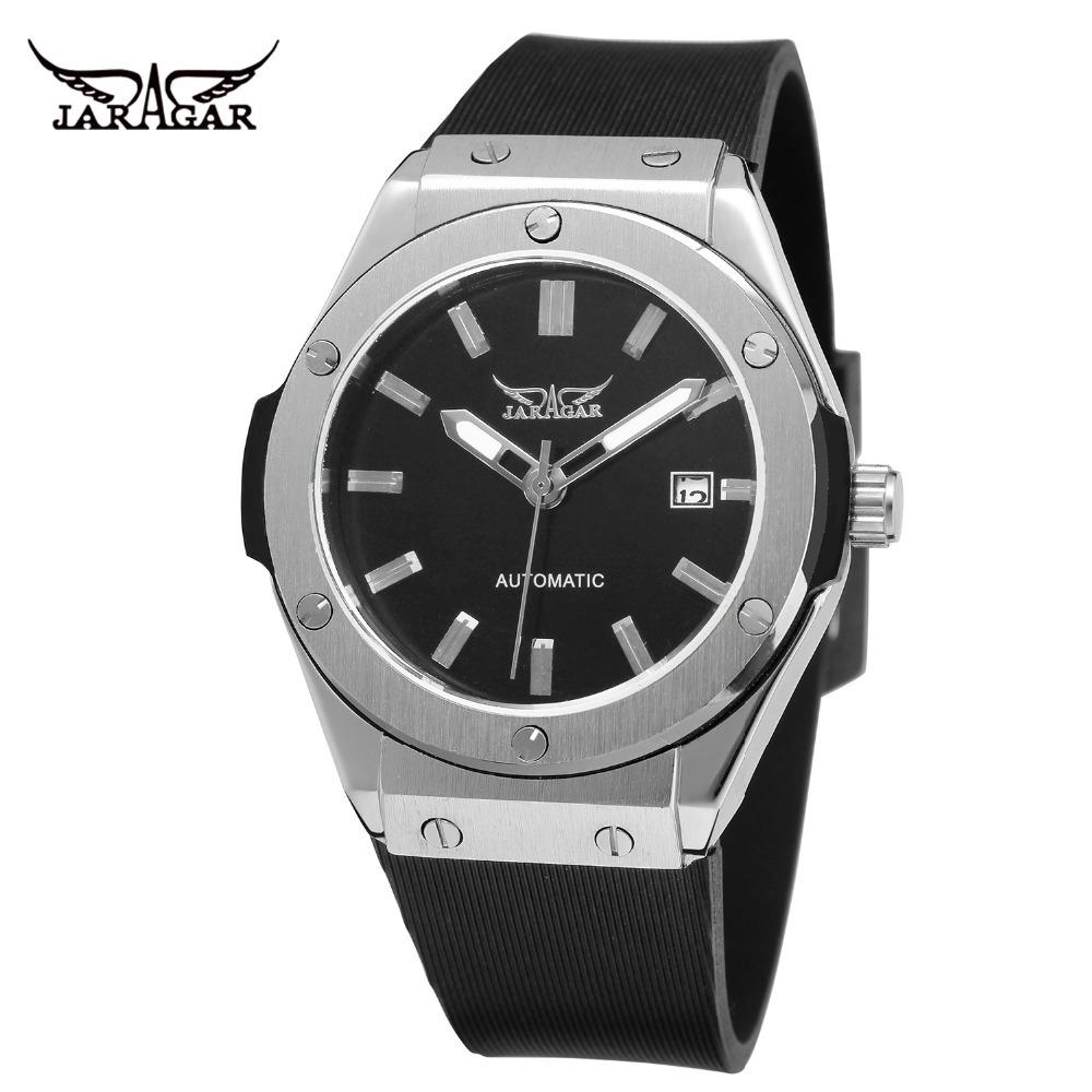 

Jaragar Men S Fashion Casual Rubber Calendar Fully Automatic Mechanical Watch чорний