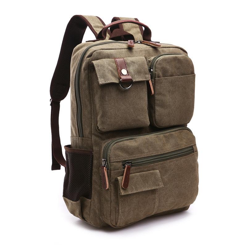 TS JYL laptop bag,Canvas Backpack Vintage Large Travel Student Laptop Bag