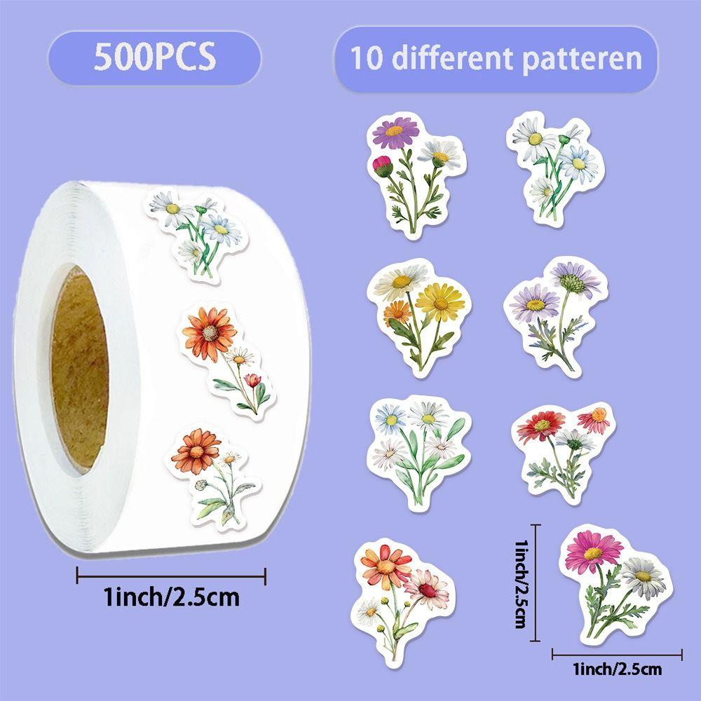 500pcs/Roll Waterproof Floral Envelope Sealing Labels DIY Decals Daisy Flower Stickers  Phone Case
