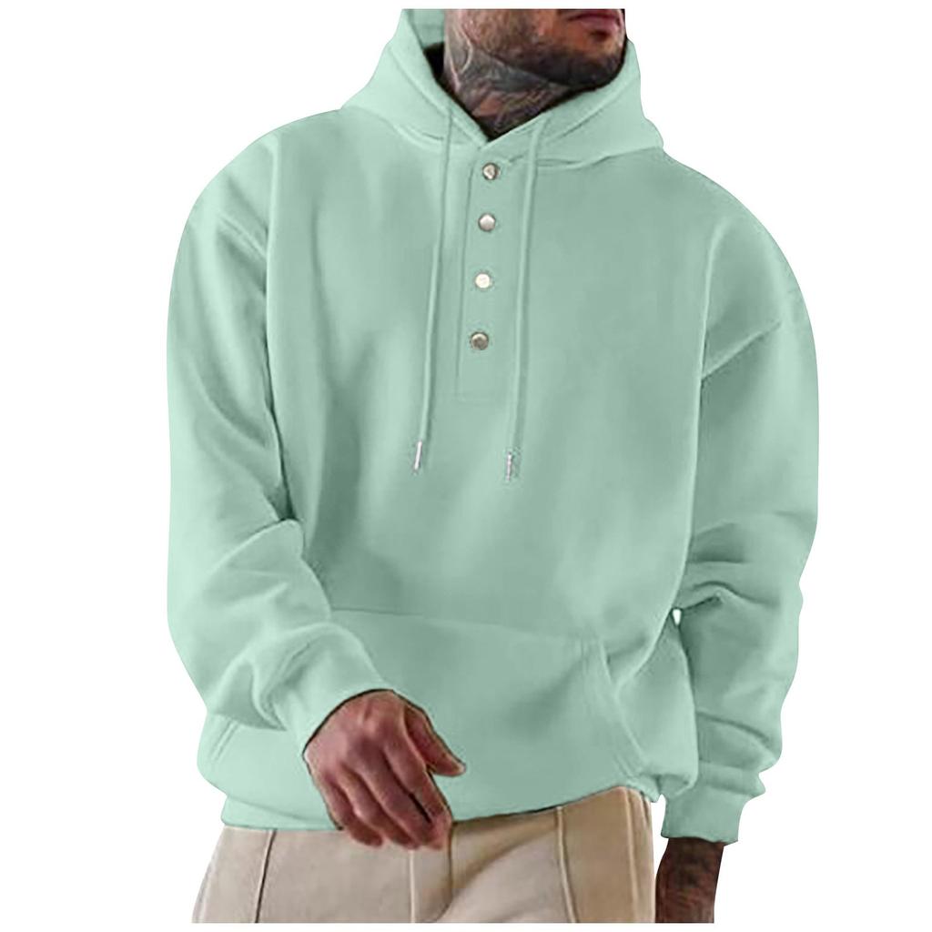 Men's Solid-color Pocket Button Long-sleeved Daily Casual Sweatshirt