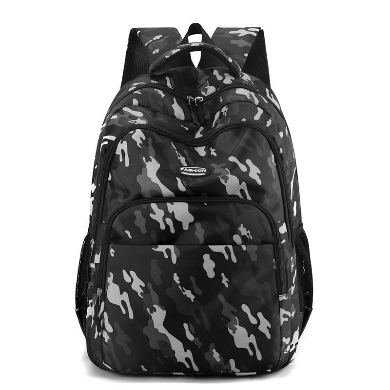Pattern Contrasting Stripe Neutral Backpack Splash Proof Outdoor Travel Bag
