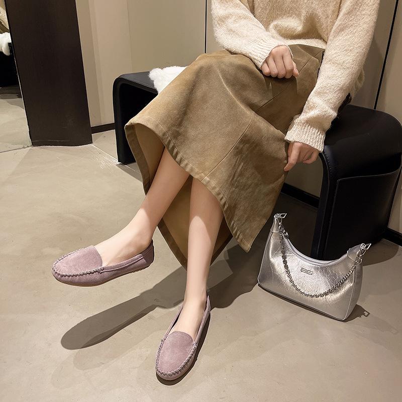 Women Shoes Spring Autumn Women Casual Flat Shoes Slips Suede Round Toe Denim Flat Loafers Plus Size Jeans Shoes