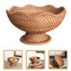 Rattan Fruit Plate Pedestal Display Basket Food Storage Tray Serving Seagrass Woven Baskets Wallet Jewelry