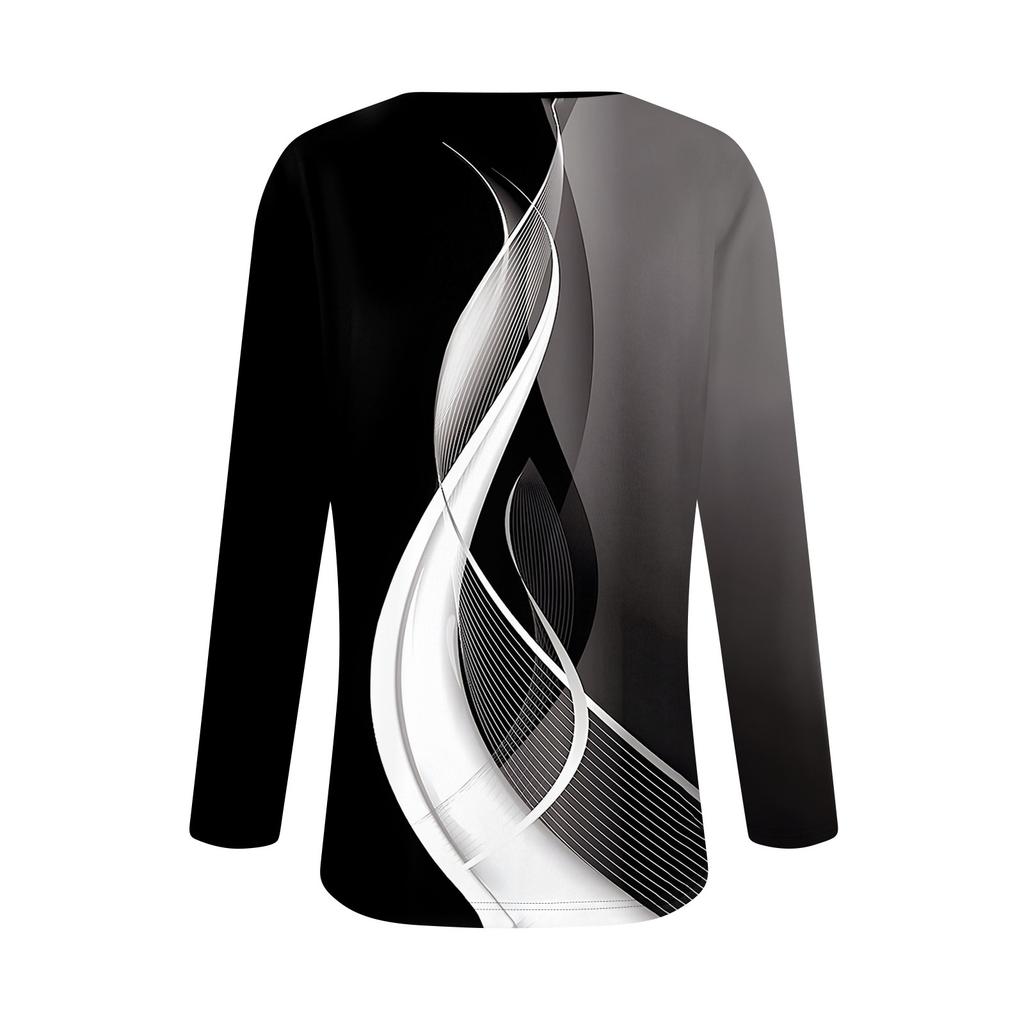 Camiseta de mujer con botones, manga larga, para uso diario, fin de semana, básica, cuello en V, regular, con bolsillo