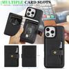 For iPhone 15 Pro Kickstand Case Detachable Card Bag Compatible with MagSafe PU Leather Coated TPU Phone Cover