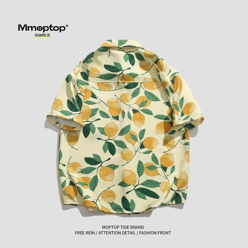 Trendy Brand Beach Printed Shirt Summer New Ice Silk Leisure Half Sleeve Shirt Men's Loose Top Short Sleeve