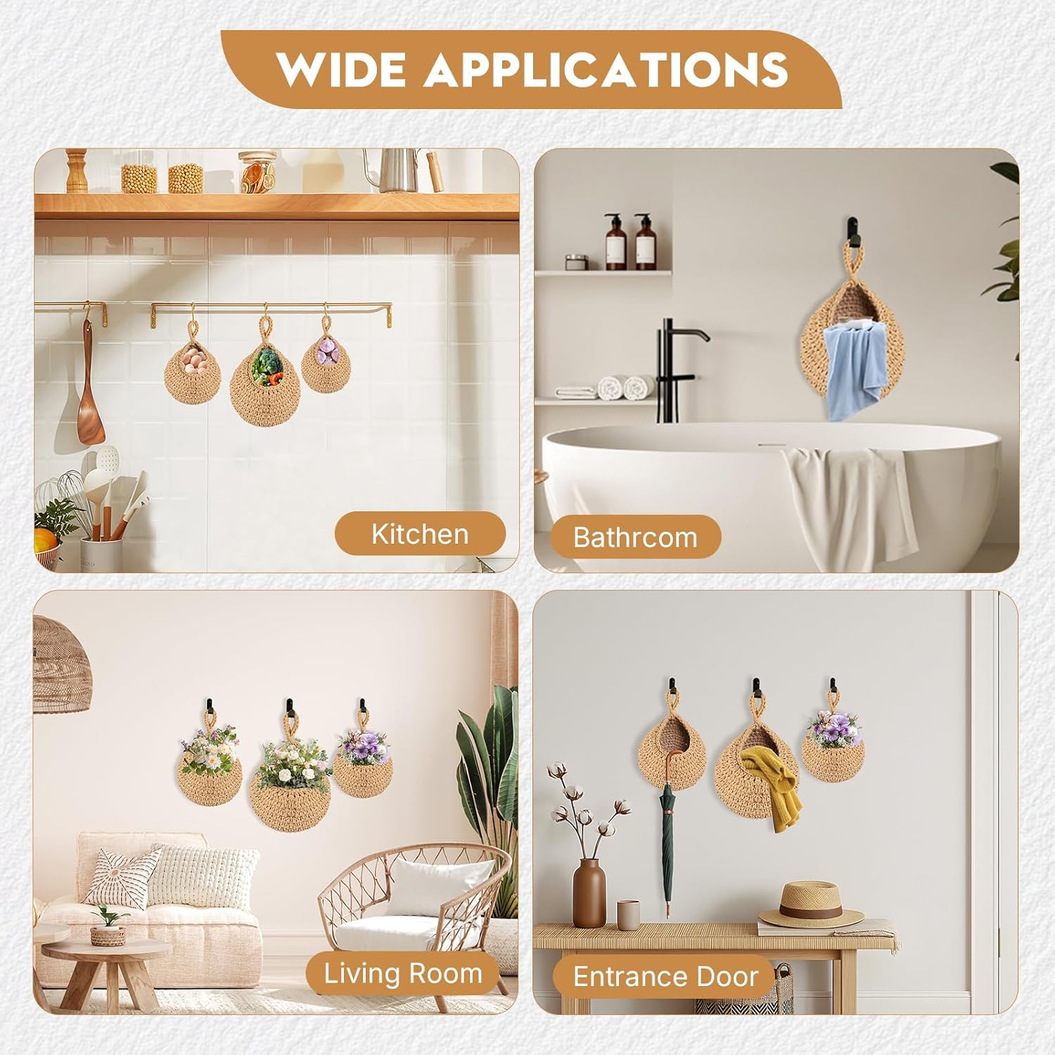 

Wall Hanging Fruit Baskets for Kitchen Style Hanging Produce Basket with Tassels, Decorative Storage for Fruits, United States