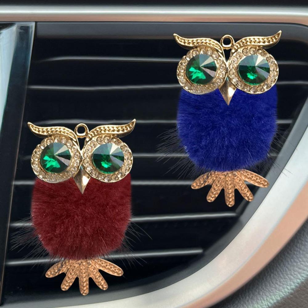 2Pcs Bling Crystal Owl Car Air Freshener Vent Clips, Cute Rhinestone Owl Air Outlet Decor for Women & Men