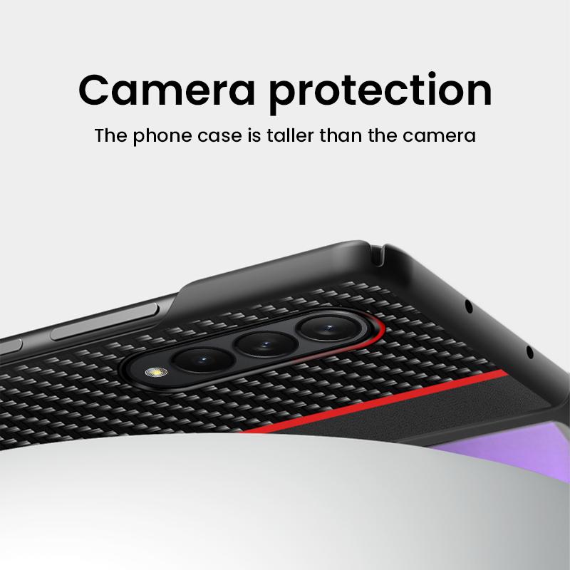 For Samsung Galaxy Z Fold4 Case Ultra Thin Fiber Texture Luxury Leather Fold 4 Shockproof Cover