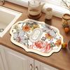 American Vintage Flower Diatoms Mud Drain Mat Kitchen Absorbent Quick Drying Table Mat Household Bowl Plate Drying Mat