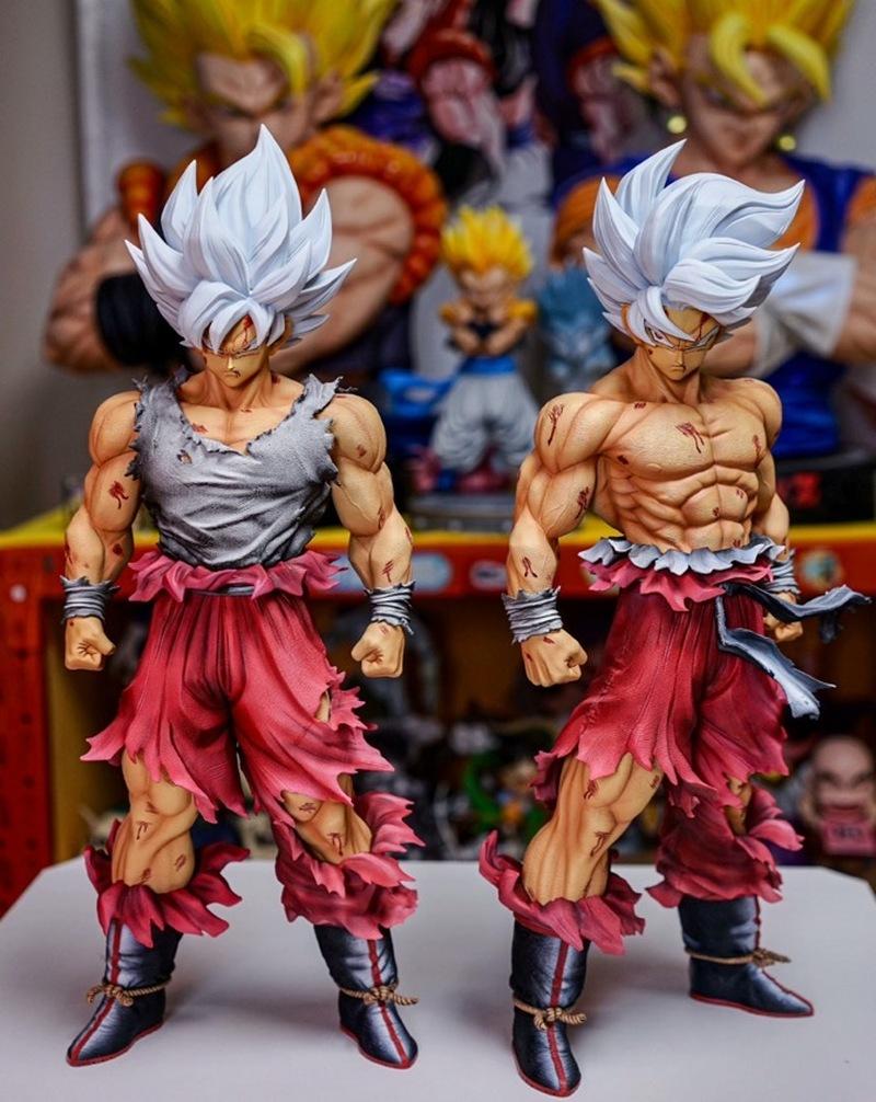 28cm Gk Dragon Ball Action Figure Son Goku Ys Statue Weekly Color White Hair Super Saiyan Model Desktop Ornament Collection Gift