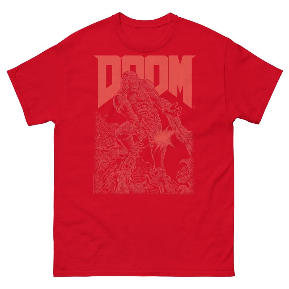 Doom Red Sketched Cover Art Retro Video Game TShirt S