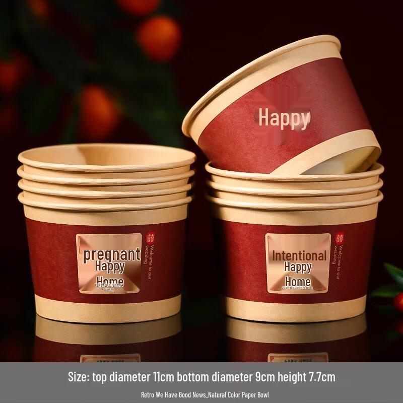 Red & Gold Double Happiness Disposable Wedding Bowls (60-Pack)