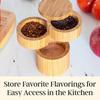 Bamboo Salt Cellar with Swivel Lid,Spice Box Storage Container for Kitchen with Magnetic Closure for Sea Salt, Spices and Herbs