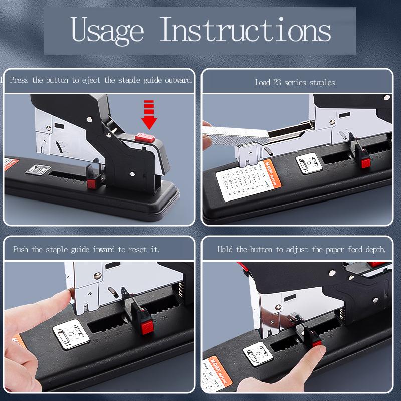 M&g Heavy-duty Stapler, High-capacity Manual Stapler Staples 2-200 Sheets Of Paper 23/23/23/17 Bookbinding For Student And Offic