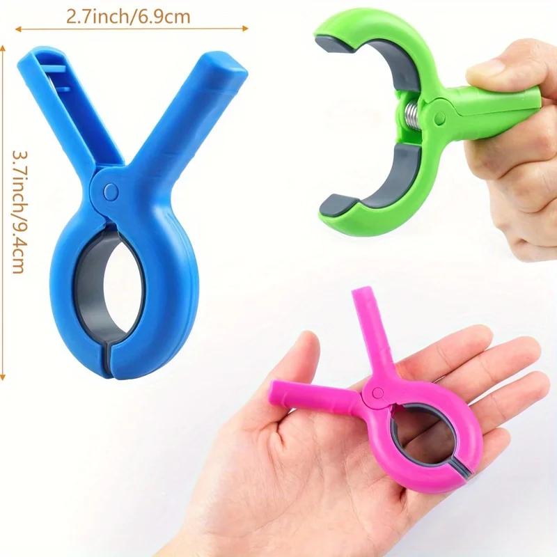 Storage Bag Included, 4/8 Pcs Large Beach Towel Clips for Beach/Pool/Cruise Chairs, Heavy-Duty, Clothes Pins, Windproof