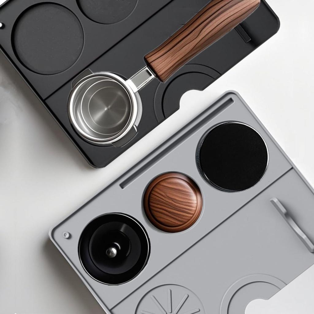 Silicone Tamper Mat, Coffee Tamper Mat, Espresso Mat, Heat-Resistant, Non-Slip, Coffee Supplies, Protects Tables and Holders (Black, 25x20)