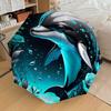 1pc Oceanic Dreams: Dolphin & Blue Roses Umbrella with Plastic Handle,Suitable for All Seasons Home Travel Outdoor UmbrellaDD348