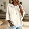 Women's Color Knitted Hooded Sweatshirt with Drawstring New Arrival
