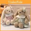 Pp Cotton Plush Bunny Doll With Checkered Dress And Floral Bow Decoration For Women And Friends
