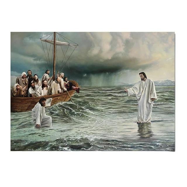 Dio Cristiano Gesù Il Buon Pastore Cristo Credenza Fede La Samaritana Poster Stampe Pittura su Tela Arte da Parete Decorazione Stanza