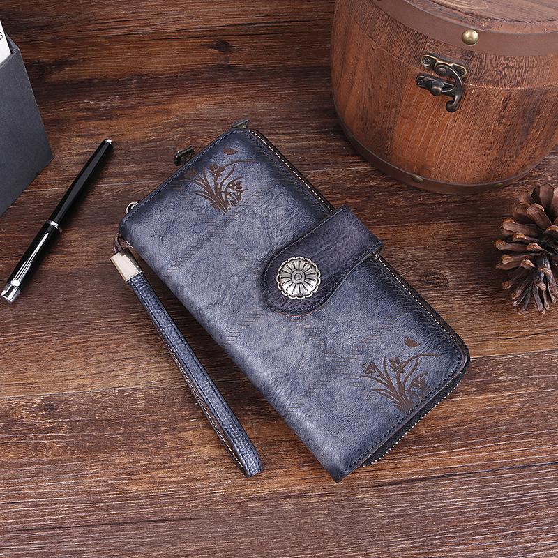 New vintage leather clutch bag Fashion top layer cowhide creative women's purse