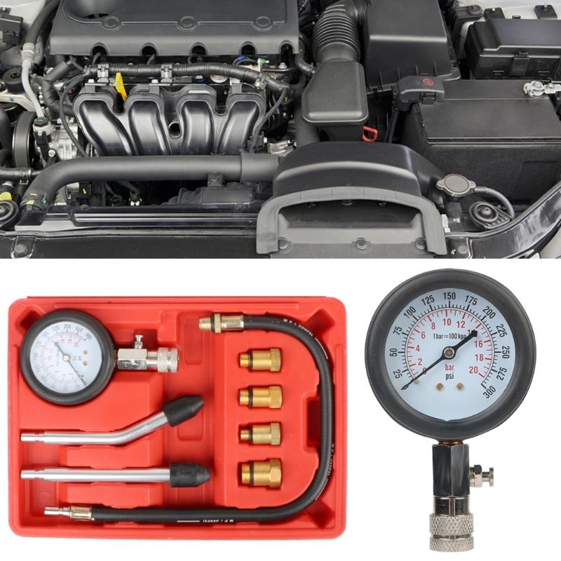 Cylinder LeakDown Tester Kit and Engine Compression Pressure Gauges Test Set Engine Diagnostics Testing Tool