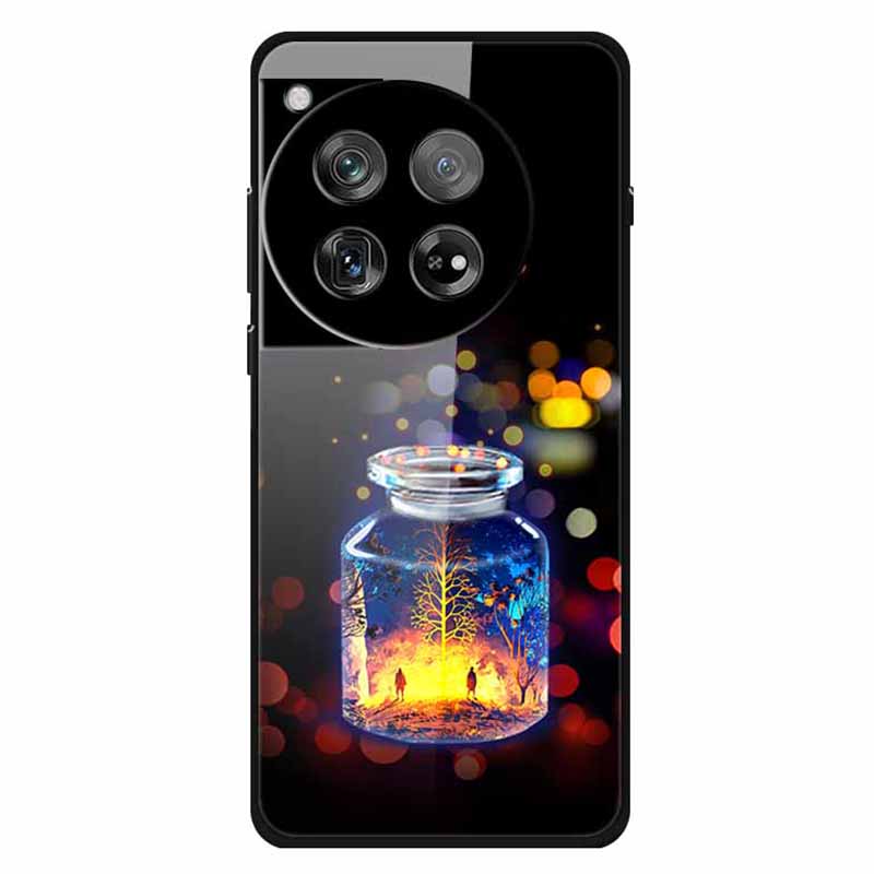 Für OnePlus 12 5G Hülle Musterdruck PC+Gehärtetes Glas+TPU Handy-Rückseite