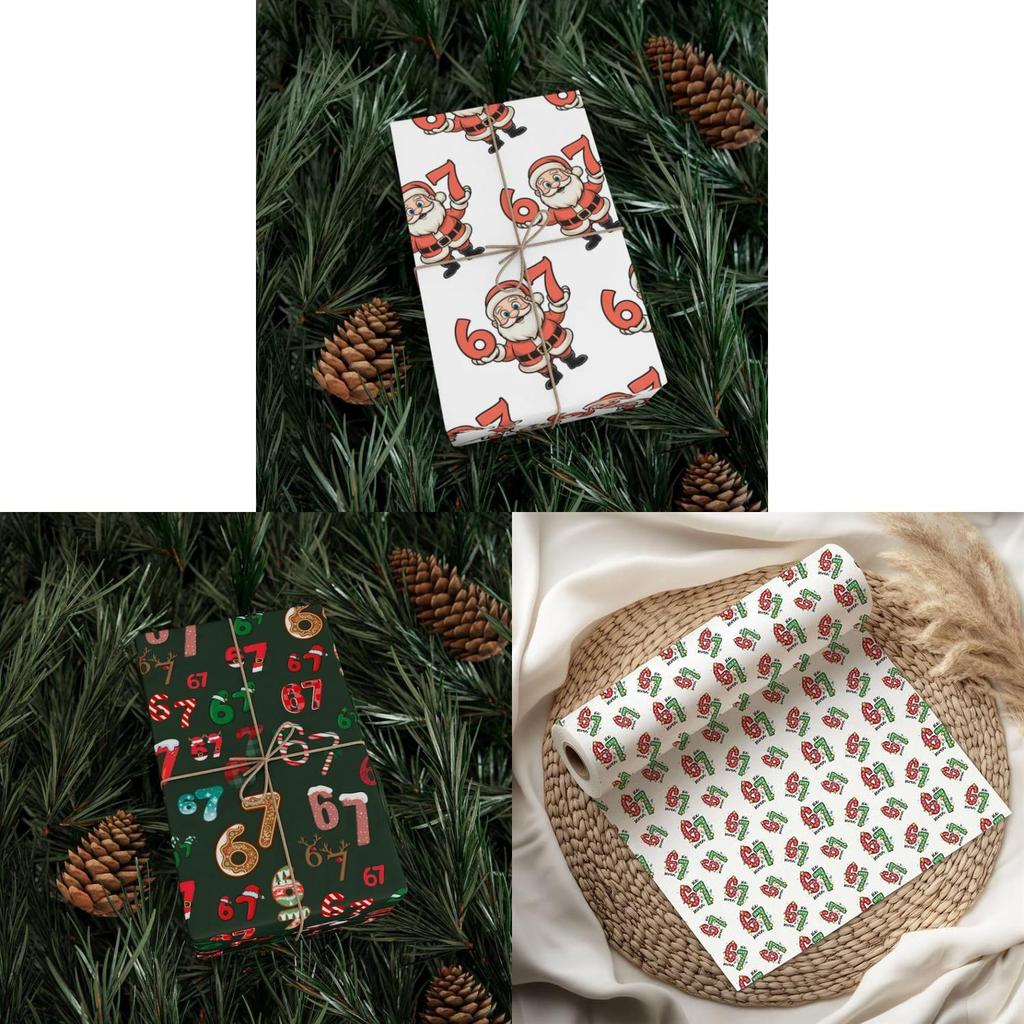 Christmas Gift Wrap Selfadhesive Paper With Santa And Reindeer Design For Holiday Packaging