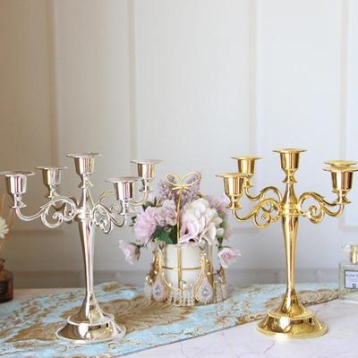 Candélabre en métal argenté de style européen pour mariages et hôtels
