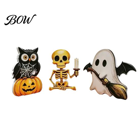 Desktop Halloween Ornament 3Pcs Decoration, Resin Micro Landscape Miniature Figurines, Cute Ghost Store Holiday Display Decor Pumpkin Fairy Garden for