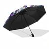 Stained Butterfly Design Automatic Opening Folding Umbrella with 8-Bone Iron Frame, Suitable for Fans, Travel, Daily Use, and Gift Giving112