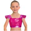 Dětské dívčí topy na jazzový tanec Čtvercový výstřih Volánkové rukávy Třpytivý flitrovaný metalický crop top